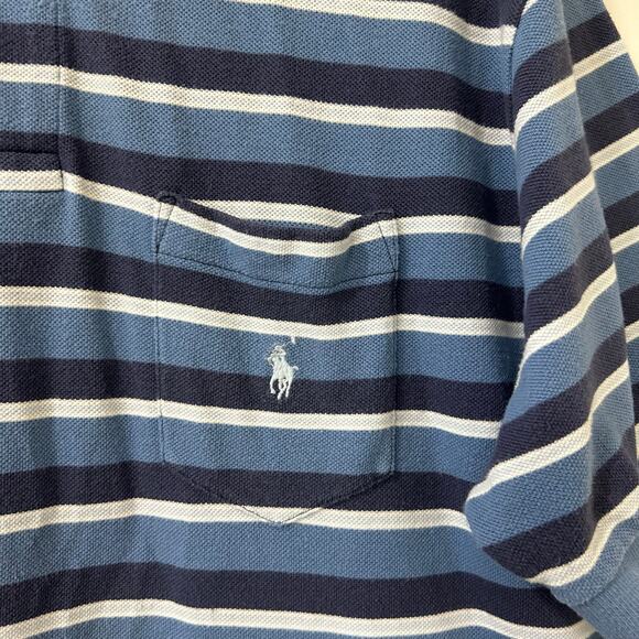 Polo by Ralph Lauren Vtg Mens Sz XL Blue Striped Short Sleeve Polo Shirt Preppy - Picture 3 of 6
